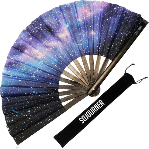 SoJourner Bags Rave Fan - Large Folding Fan - Clack Fan Hand Fan for Raves, Halloween, Burlesque, Rainbow Outfits for Women & Festival Accessories...