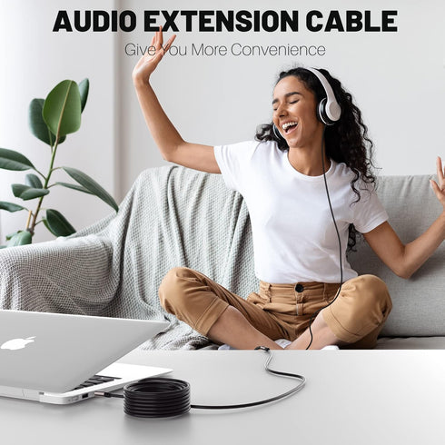 3.5mm Extension Cable 4 Feet (2 Pack), Male to Female Auxiliary Audio Stereo Cable, Headphone Extension Cord, Hi-Fi Sound, Gold Plated Connectors,...