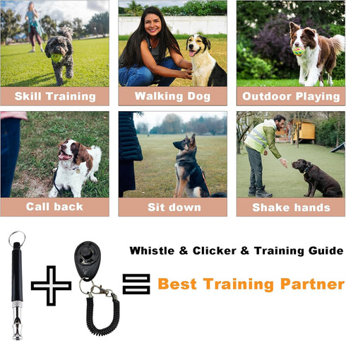 Dog Training Kit,Puppy Dog Treat Pouch Bag with Dog Clicker and Silent Whistle with Lanyard,Hands-Free Training Dog Treat Pouch,includes Carabiner...