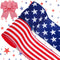 Whaline Patriotic Wired Edge Ribbon 2 Rolls Stars Stripes Craft Ribbon 4th of July USA Flag Fabric Ribbon for Independence Day Memorial Day Wreath...