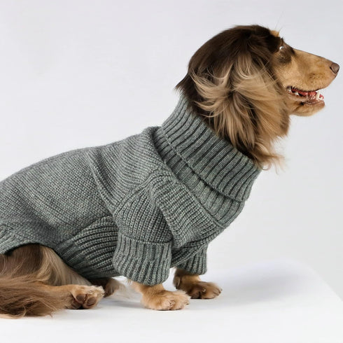 Fitwarm Dog Turtleneck Sweater, Thermal Knitted Pet Coat, Dog Winter Clothes for Small Dogs, Cat Apparel, Heather Grey, Large...