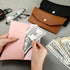3 Pieces Leather Cash Envelopes Wallet Budget Envelope Wallet Bag Waterproof Flat Wallet Metal Snap Reusable Envelopes Purse for Cash Cards Women ...