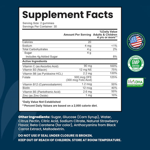 Vitamin B Complex Gummies for Adults, B Complex Vitamin Supplement for Women and Men, B Vitamins Complex Gummies for Energy and Brain Health, Natu...