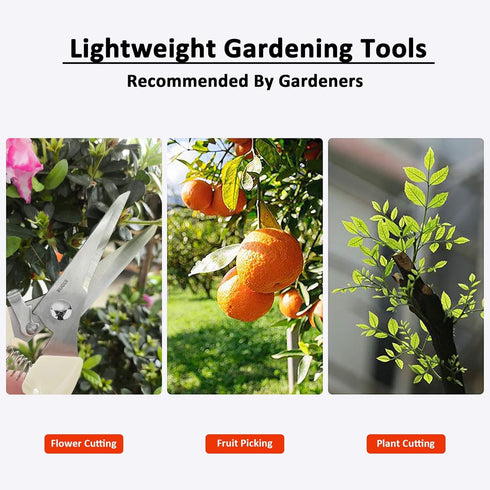 BUGUI Lightweight Garden Scissors - 7.5" Straight Blade Gardening Tool, Sharp Flower Shears for Cutting Flowers, Trimming Plants, Bonsai, Fruits P...
