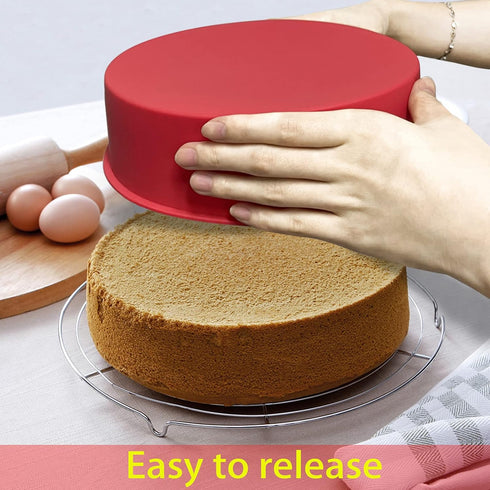 2pcs 6 Inch Silicone Cake Pan for Baking, Round Cake Molds Silicone Baking Pan Non-Stick Quick Release Suitable for Cheesecake Chocolate Cake Brow...