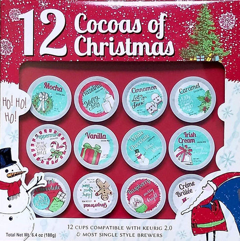 12 Cocoas of Christmas - 12 K Cups - Premium Holiday Cocoa - Gift Set...