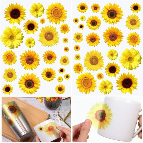 72 Piece Summer Wall Decals - Removable Sunflower Stickers, 3D Peel & Stick Decals for Cars, Crafts, Baby, Bathroom, Kids & Living Room Decor...