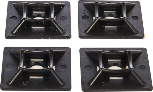GTSE 100 Pack Black Zip Tie Mounts, 1" Adhesive Mounting Squares, Cable Tie Mount, Zip Tie Anchor for Wire Bundles, UV Resistant Tie Wrap Bases...