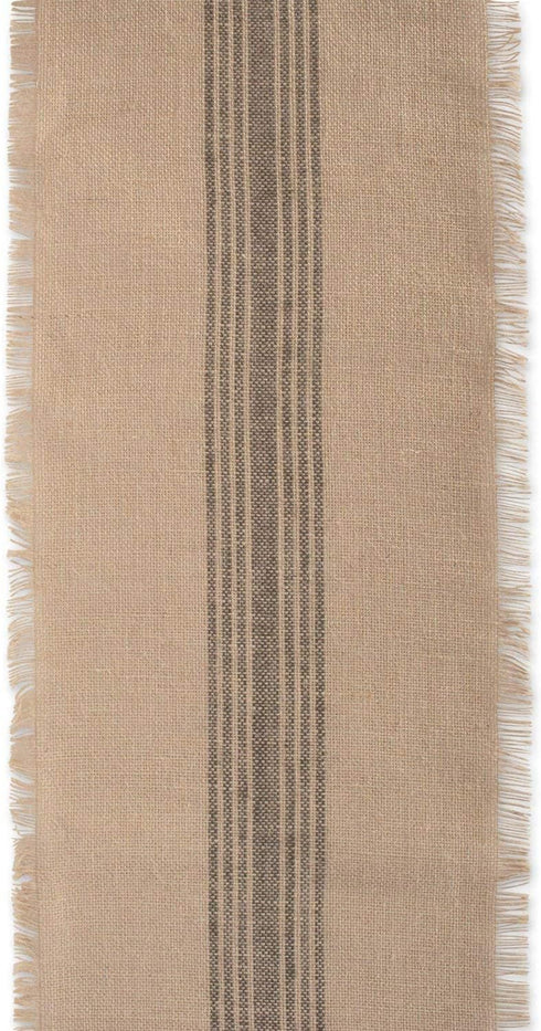 DII Jute Burlap Collection Kitchen Tabletop, Table Runner, 14x72, Middle Stripe Gray...