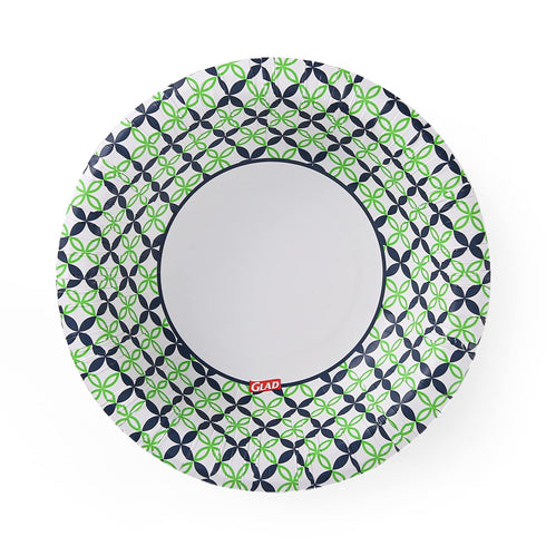 Glad Round Disposable Paper Bowls with Blue and Green Happy Daisies Design | Soak Proof, Cut-Resistant, Microwaveable Heavy Duty Disposable Bowls ...