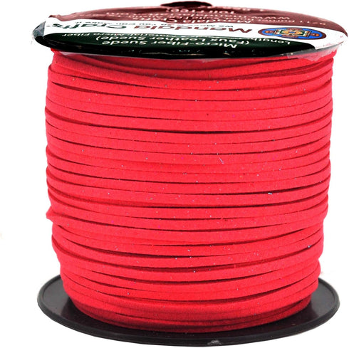 Mandala Crafts Faux Suede Cords Indian Red Leather Cords for Jewelry Making - 2.65mm Leather Laces Leather Strips Flat Vegan Leather Strings for D...