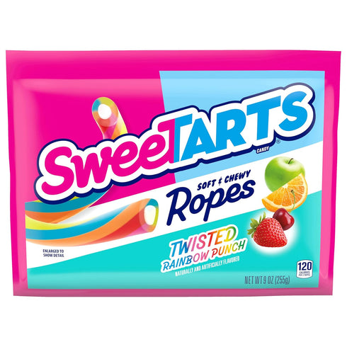 SweeTARTS Ropes, Candy, Twisted Rainbow Punch, Soft and Chewy, 9 oz...