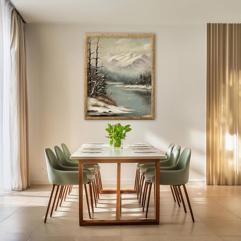 Posterizer 1 pcs-snowy winter nature scene with a lake-1-Landscape & Nature Art-GIft for Men Women Teens-Living Room Bedroom Decor- unframed wall ...