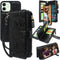 Harryshell Compatible with iPhone 12 / iPhone 12 Pro Case Wallet Detachable Magnetic Zipper Leather Cash Pocket with 12 Card Slots Holder Wrist St...