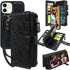 Harryshell Compatible with iPhone 12 / iPhone 12 Pro Case Wallet Detachable Magnetic Zipper Leather Cash Pocket with 12 Card Slots Holder Wrist St...