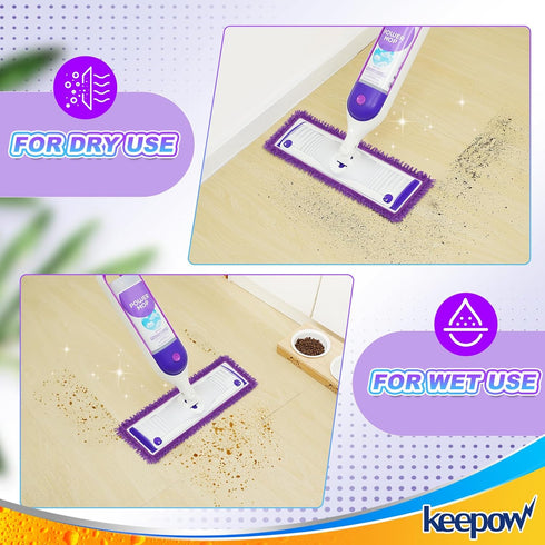 KEEPOW Reusable Power Mop Refill Pads Compatible with Swiffer PowerMop, Microfiber Power Mop Refills, Power Mop Pads for Hardwood Floor Cleaning (...
