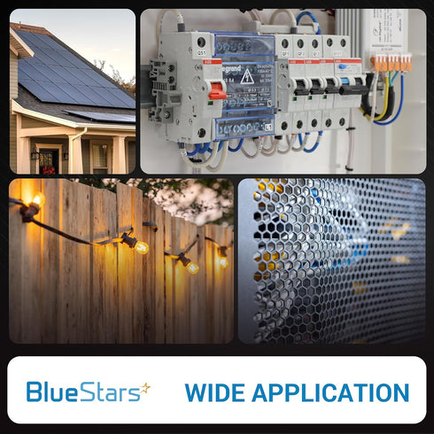 BlueStars 10 Amp DC Miniature Circuit Breaker, 120V/240V 1 Pole DIN Rail Mount for Battery & Solar Panels PV System, Thermal Magnetic Trip, Single...