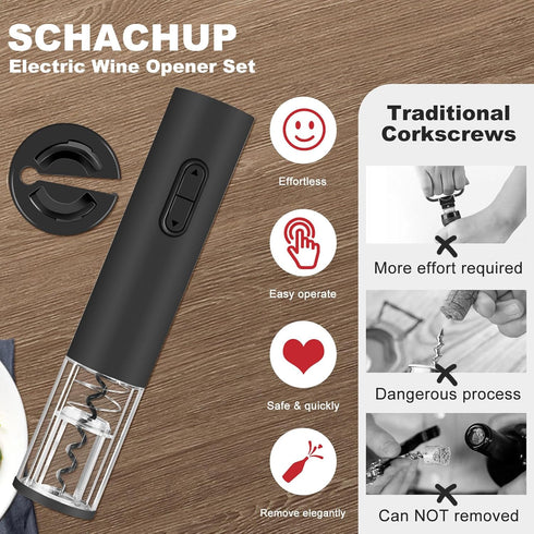 Electric Wine Opener, Wine Bottle Openers, Automatic corkscrew wine opener with Foil Cutter, Cool home kitchen gadgets, wine accessories for wine ...