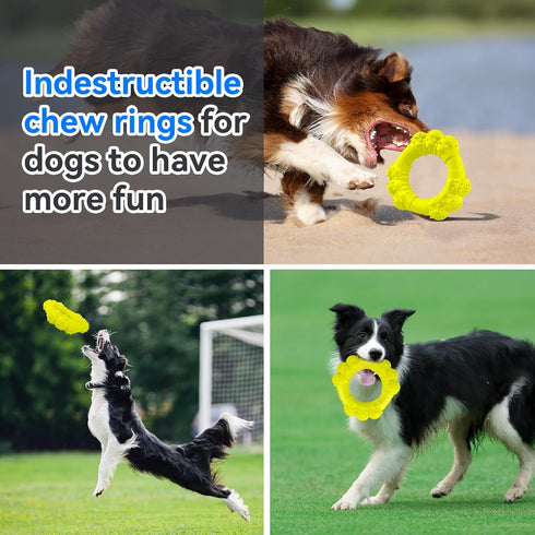 Indestructible Dog Chew Ring Toys for Aggressive Chewers, Super Chewer Dog Toys for Medium Large Dogs, Puppy Teething Rings for Relax, Interactive...
