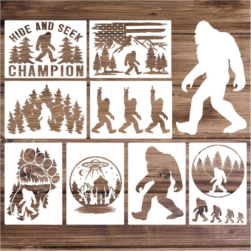 Large Stencils for Painting on Wood Forest Mountains Pine Tree Pattern Plastic Templates Reusable Drawing Templates for Crafts Wall Canvas Art Pro...
