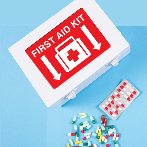 Performore First Aid Sticker, 10"x 7", 2 Pack, Durable, Self-Adhesive Vinyl Sticker, Resistance to Fade, Weather, Scratch & Water, Perfect for Sch...