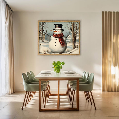 Posterizer 1 pcs-cute snowman in snowy wintery nature 5-Holiday Poster Collection-Landscape & Nature Art-Living Room Bedroom Decor- unframed wall ...