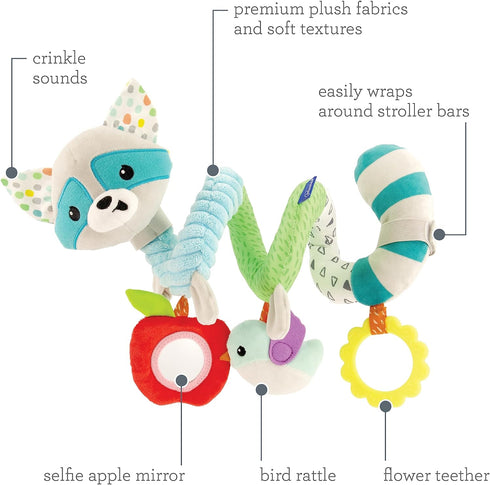 Infantino Spiral Activity Toy - Textured Play Activity Toy for Sensory Exploration and Engagement, Ages 0 and Up, Blue Raccoon...