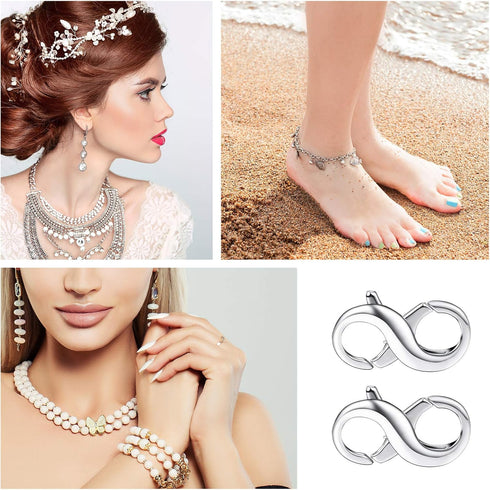 Hicarer 3 Pieces Double Lobster Clasp Double Claw Connector Necklace Bracelet Extension Clasp for DIY Women Jewelry Making Repair Kit(0.67 x 0.32 ...