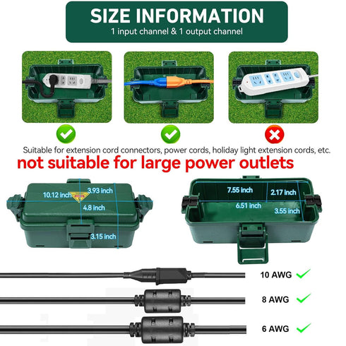 Outdoor Electrical Box Waterproof IP54-rated Outdoor Outlet Box Black Outdoor Extension Cord Cover Box (7.6 x 3.9 x3.3 inch) Wall-Hangable Waterpr...