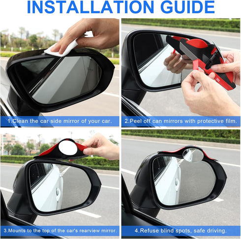 LivTee Blind Spot Mirror with Side Mirror Rain Guard, HD Glass Frameless Convex, Carbon Fiber 2-in-1 Side Mirror Covers Kit with Wide Angle Adjust...