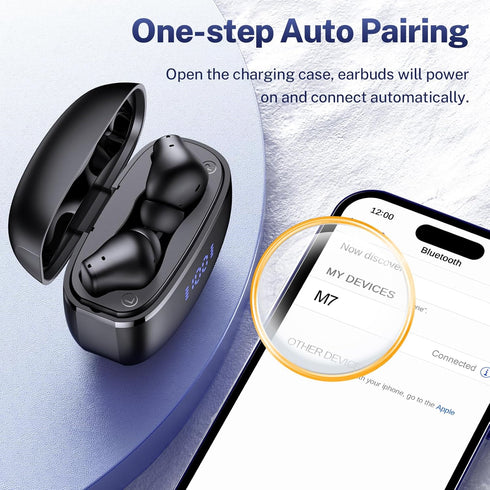 GNMN Wireless Earbuds Bluetooth Headphones Deep Bass Stereo Sound Ear Buds Waterproof Earphones 68Hrs Playback with Wireless Charging Case & Mic f...