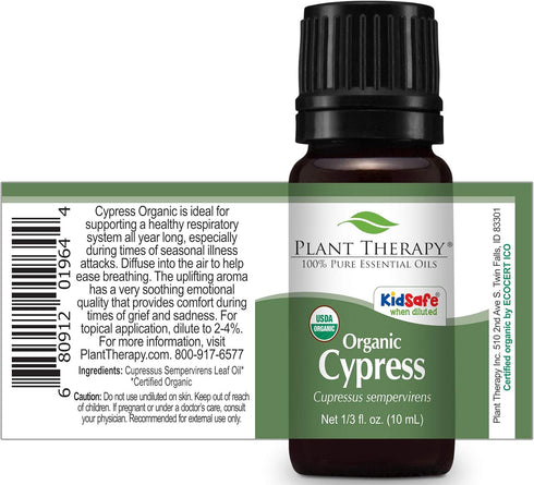 Plant Therapy Organic Cypress Essential Oil 10 mL (1/3 oz) 100% Pure, Undiluted, Therapeutic Grade...