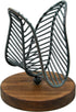 OwlGift Freestanding Modern Napkin Holder w/Golden Turquoise Wrought Iron Leaf & Brown Wooden Base Design, Tabletop Tissue Dispenser, Napkin Stora...