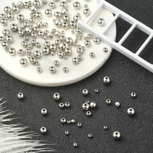 Stiesy 200 Pcs Brass Spacer Beads 3mm 4mm 5mm 6mm Round Loose Beads for Jewelry Making Supplies...
