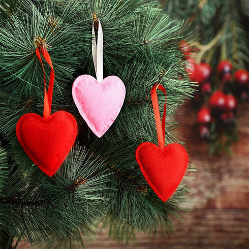 24 Pack Felt Heart Ornaments - Pink & Red Christmas & Valentine's Hanging Decorations...