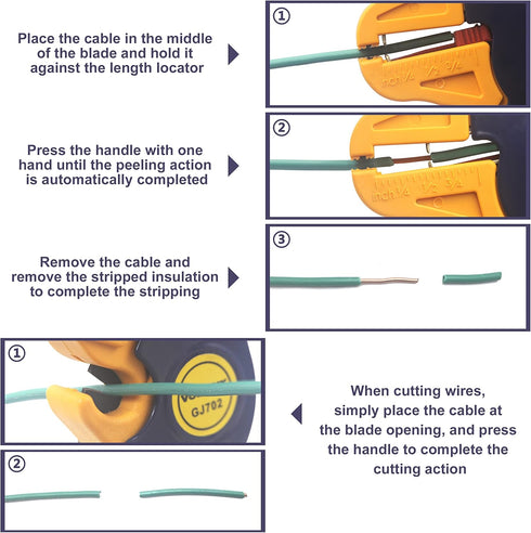 VCELINK Automatic Wire Stripper and Cutter, Professional 2 in 1 Adjustable Electrical Cable Wire Stripping Tool&Eagle Nose Pliers (7-Inch)...
