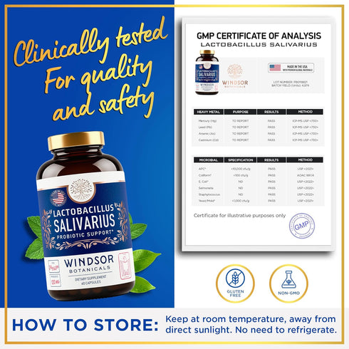 Lactobacillus Salivarius Probiotic Capsules - L Salivarius Probiotic Oral Dental Probiotics for Bad Breath, Teeth and Gums Health - Immune Support...