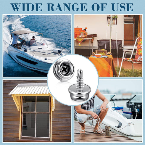 Boat Canvas Snaps Stainless Steel Screw Boat Cover Snaps Metal Snaps 3/8 Inch Socket Snap Screw Stud Canvas Snap Tool for Boat Covers (24 Pcs)...
