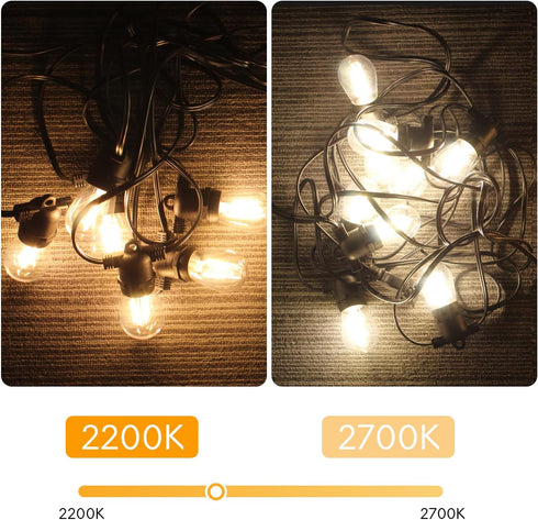 Banord 15 Pack Dimmable 2W S14 Replacement LED Bulbs, 2200K Waterproof Outdoor String Lights Vintage LED Filament Bulb, Shatterproof E26 Screw Bas...