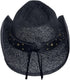 Black Straw Cowboy Hat for Men, Faux Leather, Longhorn, Shapeable Brim...