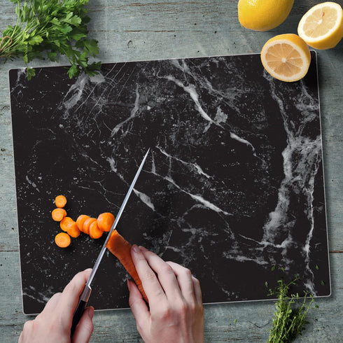 CounterArt Black Marble Design 3mm Heat Tolerant Tempered Glass Cutting Board 15” x 12” Manufactured in the USA Dishwasher Safe...