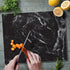 CounterArt Black Marble Design 3mm Heat Tolerant Tempered Glass Cutting Board 15” x 12” Manufactured in the USA Dishwasher Safe...