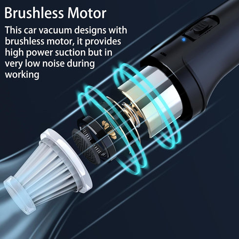 Car Vacuum, Small Car Vacuum Cordless Rechargeable with 16000PA High Powerful Suction Mini Handheld Vacuum Portable Lightweight Hand Held Vacuum C...