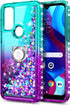 NZND Case for Motorola Moto G Pure/Moto G Play 2023/ Power 2022 with Tempered Glass Screen Protector, Ring Holder/Wrist Strap, Glitter Floating Li...