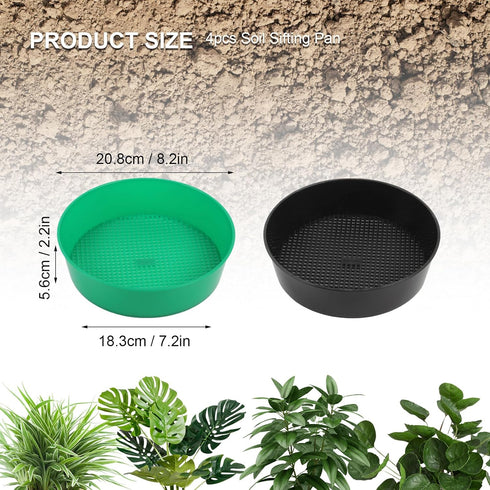 Gardening Sand Soil Compost Sifter,4 Pack Rock Garden Sieve Soil Sifter, Round Plastic Soil Sifting Pan Sand Sifter Set for Home Plant Gardening S...