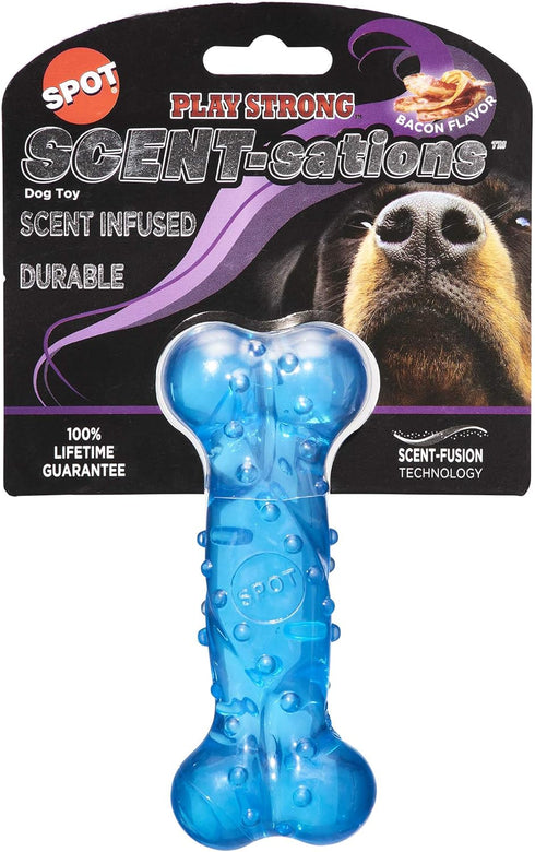 SPOT Play Strong Scent-sations Bone - Scent-Infused, Strong, Durable TPR Rubber, Heavy Duty Dog Toys for Aggressive Chewers up to 45lbs, Perfect f...