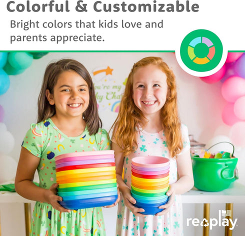 Re-Play 12 Oz. Toddler Bowls for Snack and Everyday Dining - Dishwasher and Microwave Safe - Made in USA - Set of 3-5.75" x 5.75" x 2" - Aqua Asst...