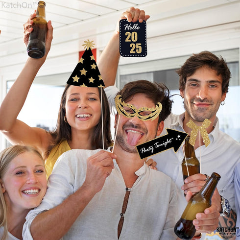 KatchOn, Glitter New Years Photo Booth Props 2025 - Pack of 32 | New Years Eve Photo Booth Props 2025, Happy New Years Decorations 2025 | New Year...