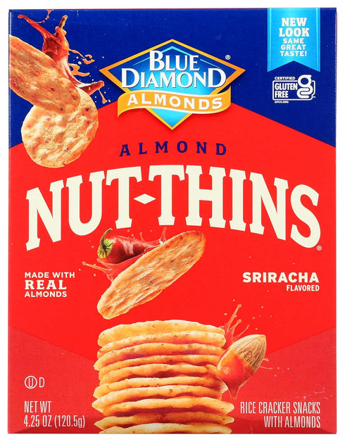 Blue Diamond NUT-THINS SRIRACHA Flavored Almond & Rice Cracker Snack (1-Box) (NET WT 4.25 OZ)...