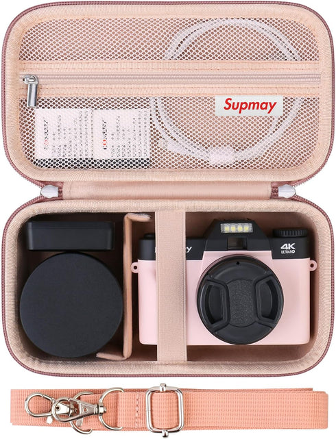 Vlogging Camera Case Compatible with Duluvulu/for TEBNGIHNM/for zheozeig/for Oiadek 4K Digital Camera, Vlog Camera Carrying Case for Lens, Usb Cab...